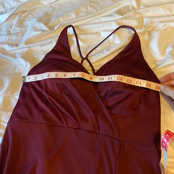 Azazie Burgundy Bridesmaid Dress - A-line with slit - custom size - Picture 12 of 16